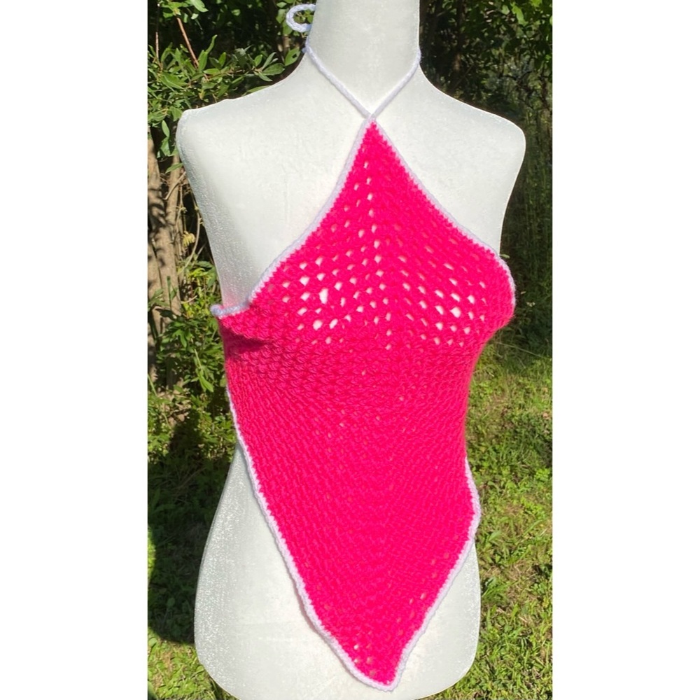 ✨💖💫Handmade Crochet Hot Pink Halter Top